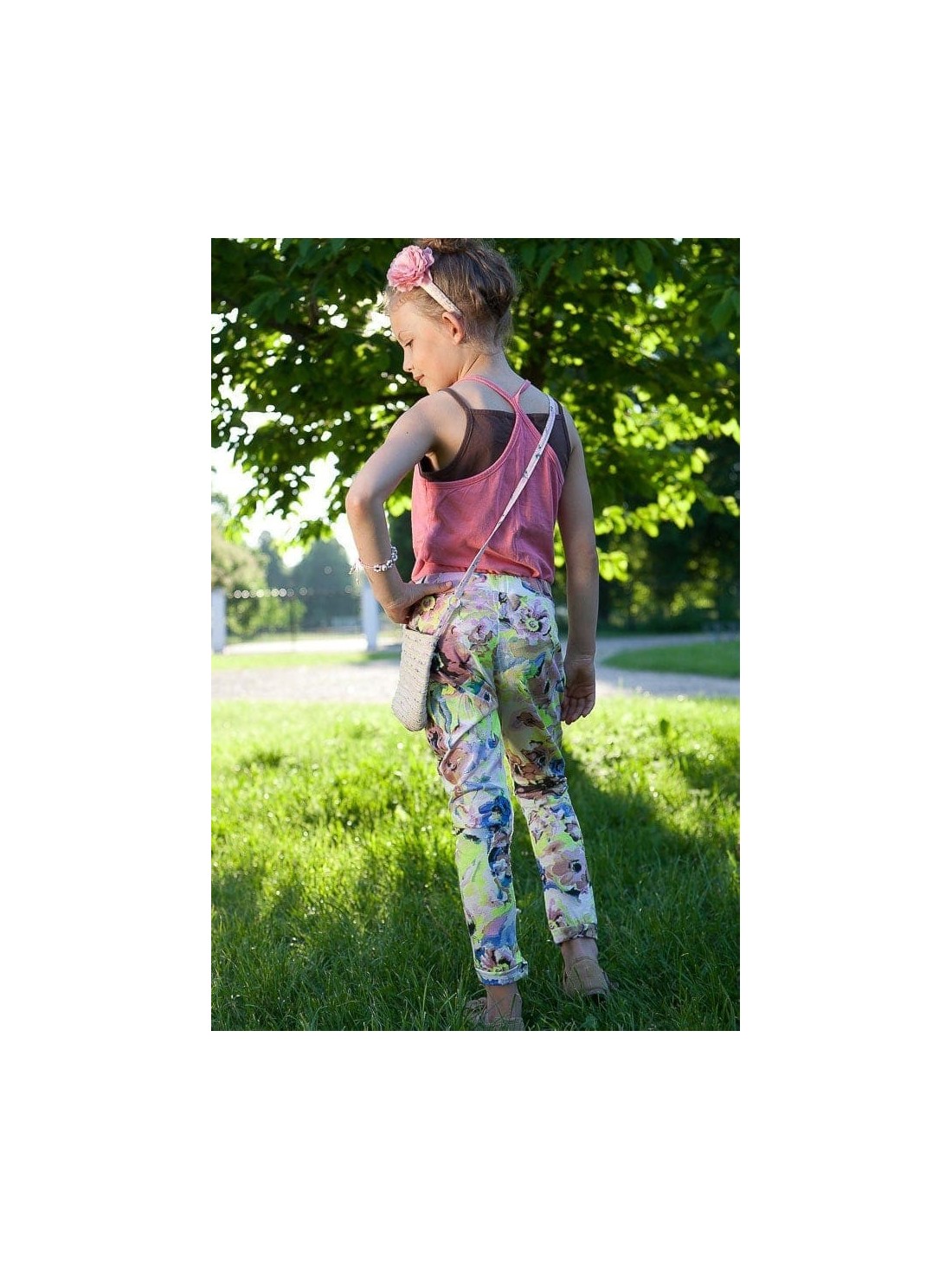 Girls\' yellow floral pants DZ6014 - Online store - Boutique